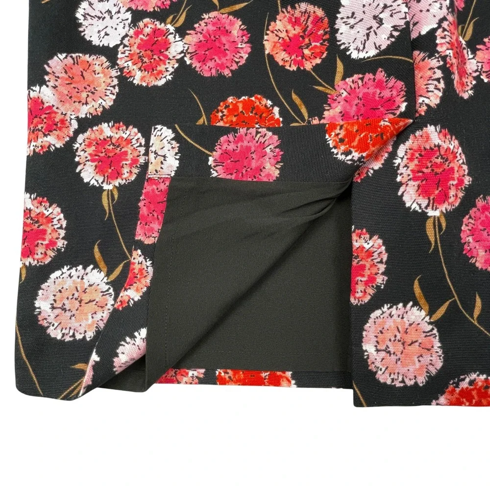 Talbots Womens 16 16W Black Pink Floral Canvas‎ Pencil Skirt Wedding Guest Work